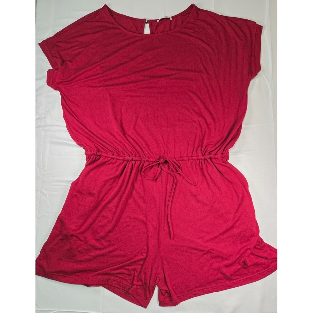 Nemidor Plus Size Romper US 26 Burgundy Short Sleeve Keyhole Back